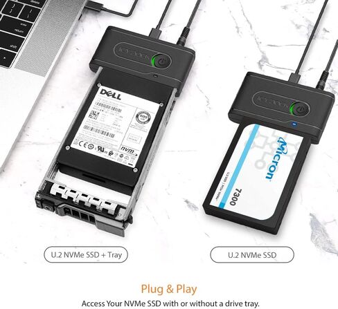محول قارئ متوافق مع USB 3.2 الجيل الثاني (10 جيجابت في الثانية) الى يو 2 NVMe SSD ثاندربولت 4 مع كابلات USB C + A | محول EZ-Ex MB931U-1VB R1 in Kuwait