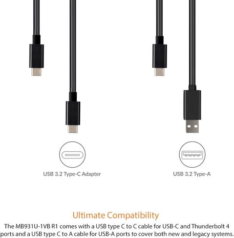 محول قارئ متوافق مع USB 3.2 الجيل الثاني (10 جيجابت في الثانية) الى يو 2 NVMe SSD ثاندربولت 4 مع كابلات USB C + A | محول EZ-Ex MB931U-1VB R1 in Kuwait