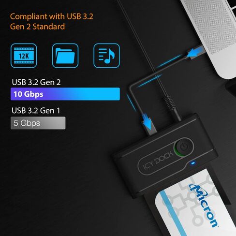 محول قارئ متوافق مع USB 3.2 الجيل الثاني (10 جيجابت في الثانية) الى يو 2 NVMe SSD ثاندربولت 4 مع كابلات USB C + A | محول EZ-Ex MB931U-1VB R1 in Kuwait