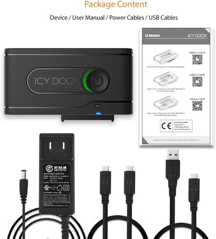 محول قارئ متوافق مع USB 3.2 الجيل الثاني (10 جيجابت في الثانية) الى يو 2 NVMe SSD ثاندربولت 4 مع كابلات USB C + A | محول EZ-Ex MB931U-1VB R1 in Kuwait