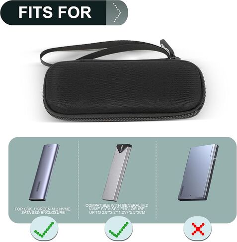 Gelozid M.2 NVMe SSD Enclosure Case for NVMe Enclosure Adapter, Such as SSK, UGREEN M.2 NVMe SATA SSD Enclosure, Shockproof and Protect Your External Drive On The Go in Kuwait