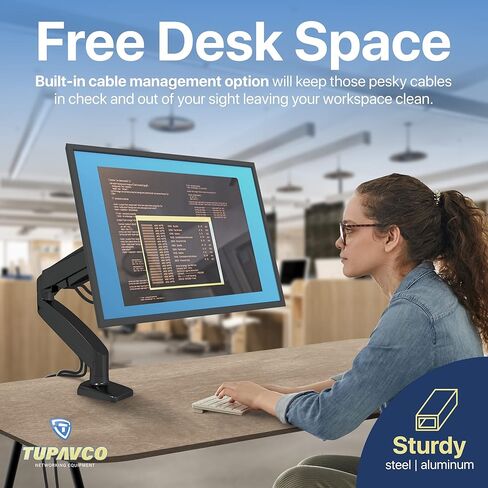 ذراع الشاشة - حامل شاشة فردي بنابض غاز - حركة قابلة للتعديل بالكامل (الدوران / الميل / الدوران) VESA حامل مكتب - حتى 32 بوصة - جهاز عرض الكمبيوتر الشخصي - Tupavco TP1705 in Kuwait