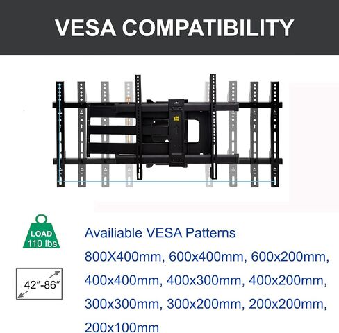 FORGING MOUNT Long Arm TV Mount, Full Motion Wall Mount Bracket with 43 inch Extension Articulating Arm TV Wall Mount, Fits 42 to 86 Inch Flat/Curve TVs, Holds up to 110 lbs,VESA 800x400mm Compatible in Saudi Arabia