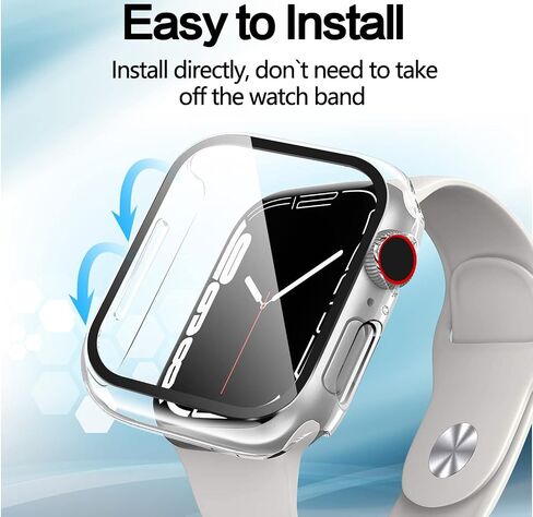 [2 Pack] Compatible for Apple Watch 44mm Series 6 / SE/Series 5 /Series 4 Tempered Glass Screen Protector with Bumper Case, YMHML Full Coverage Bubble-Free Cover for iWatch Accessories in Kuwait