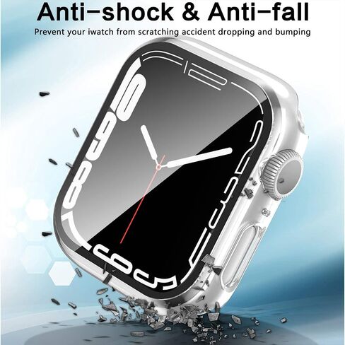 [2 Pack] Compatible for Apple Watch 44mm Series 6 / SE/Series 5 /Series 4 Tempered Glass Screen Protector with Bumper Case, YMHML Full Coverage Bubble-Free Cover for iWatch Accessories in Kuwait