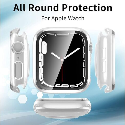 [2 Pack] Compatible for Apple Watch 44mm Series 6 / SE/Series 5 /Series 4 Tempered Glass Screen Protector with Bumper Case, YMHML Full Coverage Bubble-Free Cover for iWatch Accessories in Kuwait