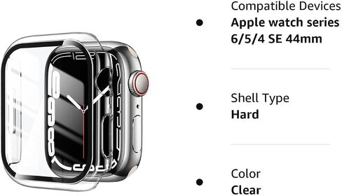 [2 Pack] Compatible for Apple Watch 44mm Series 6 / SE/Series 5 /Series 4 Tempered Glass Screen Protector with Bumper Case, YMHML Full Coverage Bubble-Free Cover for iWatch Accessories in Kuwait