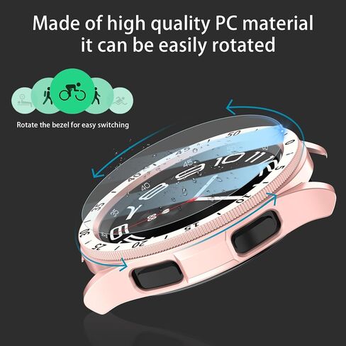 【عبوة من 2+2+3】مجموعة واقي شاشة وحافظة لساعة Samsung Galaxy Watch 6 مقاس 47 مم من Jomitvp، تأتي مع مجموعة من الحلقات الخارجية ذات الوجهين، وأغشية واقية من الزجاج المقسى مضادة للضباب والخدش (47 مم، فضي/أسود) in Kuwait
