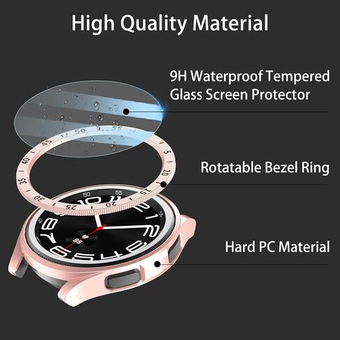 【عبوة من 2+2+3】مجموعة واقي شاشة وحافظة لساعة Samsung Galaxy Watch 6 مقاس 47 مم من Jomitvp، تأتي مع مجموعة من الحلقات الخارجية ذات الوجهين، وأغشية واقية من الزجاج المقسى مضادة للضباب والخدش (47 مم، فضي/أسود) in Kuwait