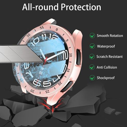 【عبوة من 2+2+3】مجموعة واقي شاشة وحافظة لساعة Samsung Galaxy Watch 6 مقاس 47 مم من Jomitvp، تأتي مع مجموعة من الحلقات الخارجية ذات الوجهين، وأغشية واقية من الزجاج المقسى مضادة للضباب والخدش (47 مم، فضي/أسود) in Kuwait