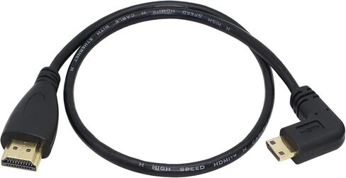 CERRXIAN 50 سم 19.6 بوصة عالي السرعة مطلي بالذهب ميني HDMI الزاوية اليمنى ذكر إلى كابل ذكر HDMI (أسود) R in Saudi Arabia