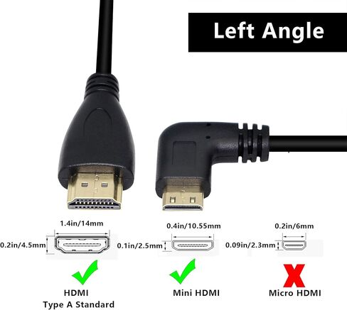CERRXIAN 50 سم 19.6 بوصة عالي السرعة مطلي بالذهب ميني HDMI الزاوية اليمنى ذكر إلى كابل ذكر HDMI (أسود) R in Saudi Arabia
