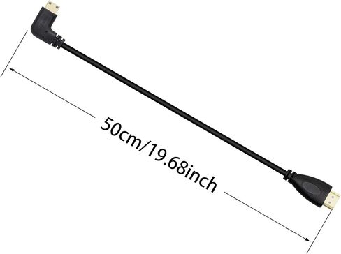 CERRXIAN 50 سم 19.6 بوصة عالي السرعة مطلي بالذهب ميني HDMI الزاوية اليمنى ذكر إلى كابل ذكر HDMI (أسود) R in Saudi Arabia
