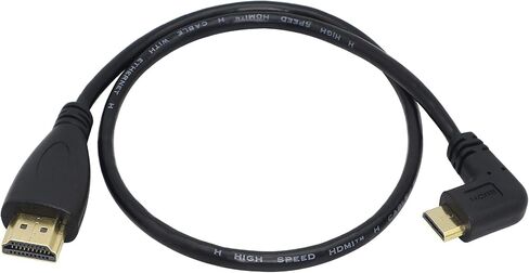 CERRXIAN 50 سم 19.6 بوصة عالي السرعة مطلي بالذهب ميني HDMI الزاوية اليسرى ذكر إلى كابل HDMI ذكر (أسود) L in Kuwait