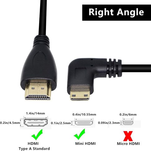 CERRXIAN 50 سم 19.6 بوصة عالي السرعة مطلي بالذهب ميني HDMI الزاوية اليسرى ذكر إلى كابل HDMI ذكر (أسود) L in Kuwait