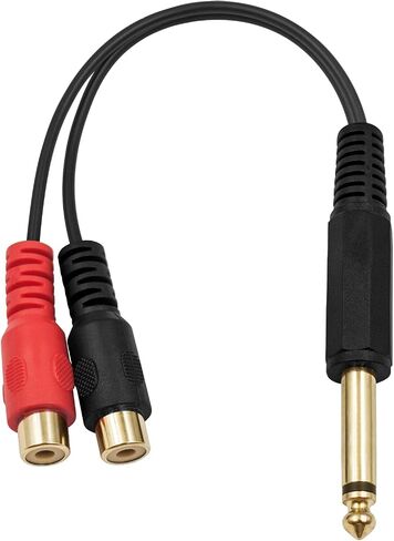 Poyiccot RCA to 1/4 inch Adapter, RCA Female to 6.35mm TS Mono Male Converter, RCA Y Splitter Adapter Audio Cable, RCA to 1/4" Audio Adapter for Mixer, Amp, Subwoofer, 20cm / 7.8inch in Kuwait