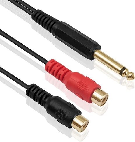 Poyiccot RCA to 1/4 inch Adapter, RCA Female to 6.35mm TS Mono Male Converter, RCA Y Splitter Adapter Audio Cable, RCA to 1/4" Audio Adapter for Mixer, Amp, Subwoofer, 20cm / 7.8inch in Kuwait