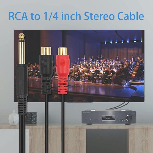Poyiccot RCA to 1/4 inch Adapter, RCA Female to 6.35mm TS Mono Male Converter, RCA Y Splitter Adapter Audio Cable, RCA to 1/4" Audio Adapter for Mixer, Amp, Subwoofer, 20cm / 7.8inch in Kuwait