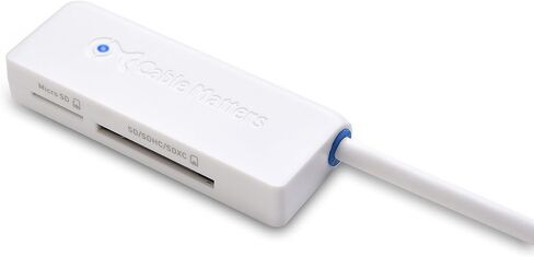 Cable Matters Dual Slot USB C Card Reader (USB C SD Card Reader) in White for Micro SD, SDHC, SDXC Memory Cards - Thunderbolt 4 / USB4 / Thunderbolt 3 Port Compatible in Kuwait