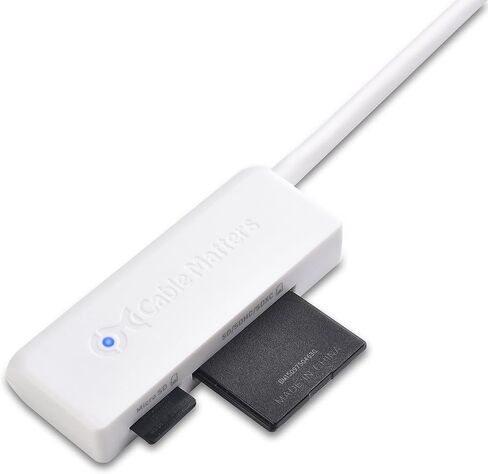 Cable Matters Dual Slot USB C Card Reader (USB C SD Card Reader) in White for Micro SD, SDHC, SDXC Memory Cards - Thunderbolt 4 / USB4 / Thunderbolt 3 Port Compatible in Kuwait