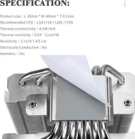 ورقة شحم سيليكون من Thermalright Heilos صلبة موصلة حراريًا لوحدة المعالجة المركزية/وحدة معالجة الرسومات، غير موصلة، سطح المكتب/أجهزة الكمبيوتر المحمولة للأغراض العامة، ورقة واجهة حرارية صلبة لمواصفات AMD (40 × 40 × 0.2 مم) in Saudi Arabia