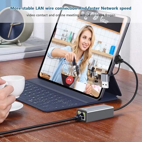 محول إيثرنت USB، محول إيثرنت USB C، كابل شبكة إيثرنت 2 في 1 USB3.0/USB-C إلى RJ45 جيجابت إيثرنت لنظام التشغيل Windows 10، MacBook Pro، iPad Pro، الكمبيوتر المحمول، Chromebook، Dell XPS، Samsung Galaxy والمزيد in Kuwait