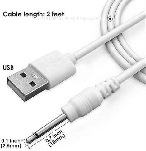 او جو ديل كيبل شحن USB الى تيار مستمر بديل | سلك شاحن USB - 2.5 ملم - بديل اصلي (عبوتان ابيض) in Kuwait