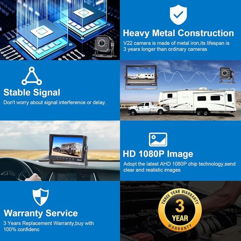 DoHonest RV Backup Camera HD 1080P 7'' LCD Monitor System Infrared Night Vision Waterproof Metal Rear View Cam Adapter for Furrion Pre-Wired RV Truck Trailer Camper Van V22 in Kuwait