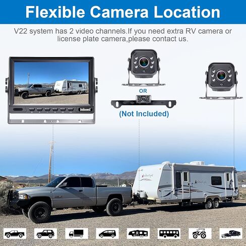 DoHonest RV Backup Camera HD 1080P 7'' LCD Monitor System Infrared Night Vision Waterproof Metal Rear View Cam Adapter for Furrion Pre-Wired RV Truck Trailer Camper Van V22 in Kuwait