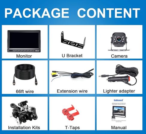 DoHonest RV Backup Camera HD 1080P 7'' LCD Monitor System Infrared Night Vision Waterproof Metal Rear View Cam Adapter for Furrion Pre-Wired RV Truck Trailer Camper Van V22 in Kuwait