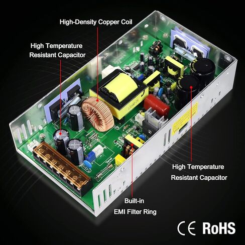 IMAYCC مزود طاقة قابل للتعديل مع شاشة LED - محول 110 فولت تيار متردد إلى 24 فولت تيار مستمر 480 وات 20 أمبير in Kuwait