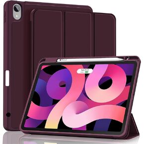 Hoidokly iPad Air 5th Generation Case iPad Air 4th/5th Clear Case 10.9 inch 2022 2020 (A2588/A2589/A2591/A2316/A2324/A2325/A2072) with Transparent Back/Pencil Holder/Auto Sleep (Pink)