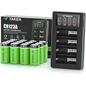 Taken 123 بطارية ليثيوم 3.7 فولت قابلة للشحن مع شاحن لكاميرات Arlo (VMC3030/VMK3200/VMS3330/3430/3530) ميكروفون مصباح يدوي (12 حزمة) in Kuwait
