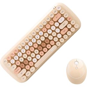 مجموعة لوحة مفاتيح وماوس لاسلكية من Mofii، مجموعة لوحة مفاتيح وماوس بصرية لطيفة متعددة الألوان بمنفذ USB 2.4 جيجا هرتز للكمبيوتر المكتبي والكمبيوتر المحمول (وردي مختلط)... in Kuwait