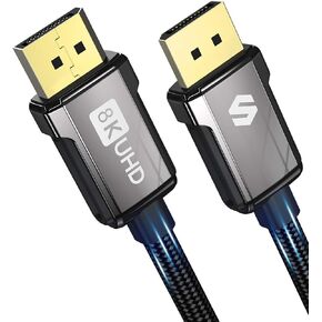 كابل Silkland 8K DisplayPort 1.4، كابل DP 3.3 قدم [8K@60 هرتز، 4K@144 هرتز، 2K@240 هرتز 165 هرتز]، سلك منفذ عرض عالي السرعة مجدول مطلي بالذهب، متوافق مع أجهزة الكمبيوتر المحمول، شاشة ألعاب FreeSync G-Sync in Kuwait