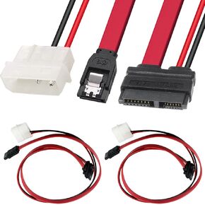 DKARDU 2 Pack Slimline SATA Female, 13 Pin 7 Pin SATA Data Cable + 6 Pin Slimline Power Adapter Cable to LP4 Power Cable 7 Pin SATA Data Cable for Notebook Drive 50cm 20-inch in Saudi Arabia