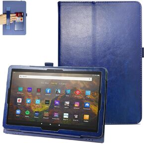 E NET-CASE Folio Case for All-New Amazon Fire HD 10 and Fire HD 10 Plus Tablet (13/11th Generation, 2023/2021 Release) - Slim Fit Standing Cover with Auto Sleep/Wake, Black & White (Black & White)