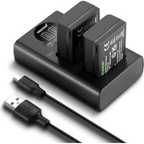 NEEWER EN-EL25 Replacement Battery and USB Charger Set, 2 Pack 1350mah Batteries and Dual Channel Type C USB Charger, Compatible with Nikon Z30 Z50 ZFC Camera 4241 EN-EL25 Battery MH-32 Charger