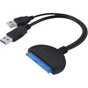 TUYXCIE USB to SATA Adapter, SATA to USB Cable for 2.5 Inch External Hard Disk Driver USB 3.0 SATA Adapter for SSD and HDD, Support UASP for PC Laptop Single USB (Black) in Kuwait