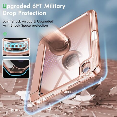 حافظة INFILAND New Hybrid iPad Mini 6 (8.3 بوصة، 2021)، حافظة iPad Mini الجيل السادس مع حامل أقلام [ظهر فائق الوضوح وغطاء جلد PU] [حماية من السقوط بطول 6 أقدام] - أرجواني in Saudi Arabia
