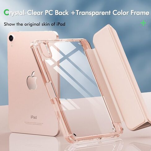 حافظة INFILAND New Hybrid iPad Mini 6 (8.3 بوصة، 2021)، حافظة iPad Mini الجيل السادس مع حامل أقلام [ظهر فائق الوضوح وغطاء جلد PU] [حماية من السقوط بطول 6 أقدام] - أرجواني in Saudi Arabia