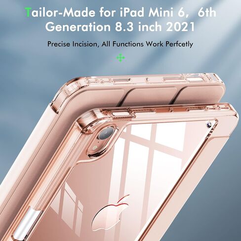 حافظة INFILAND New Hybrid iPad Mini 6 (8.3 بوصة، 2021)، حافظة iPad Mini الجيل السادس مع حامل أقلام [ظهر فائق الوضوح وغطاء جلد PU] [حماية من السقوط بطول 6 أقدام] - أرجواني in Saudi Arabia