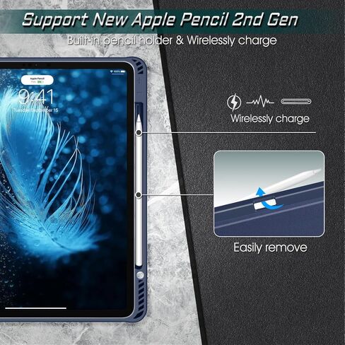 حافظة CaseBot المغناطيسية لجهاز iPad Pro 12.9 بوصة الجيل السادس 2022، حافظة متينة مقاومة للصدمات متعددة الزوايا، غطاء خلفي ناعم من مادة TPU مع حامل قلم، تناسب أيضًا iPad Pro 12.9 بوصة الجيل الخامس/الرابع/الثالث، أسود in Kuwait
