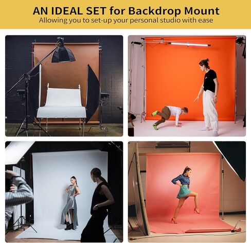 Goshoot Photography 3 Roller Wall Mount Manual Backdrop Support System Set with 6 Expand Bars, 2 Tri-Folding Hooks and 3 Chains for Mounting 3 Backdrops in Kuwait