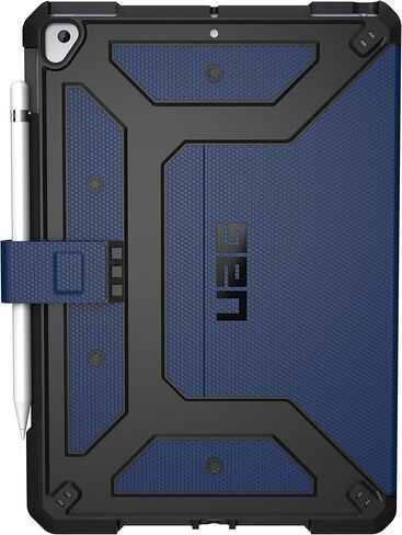 URBAN ARMOR GEAR UAG مصمم لجهاز iPad 10.2 باللون الأسود، الجيل التاسع 2021، الجيل الثامن 2020، غطاء متين واقٍ متين وحامل للركل، مع حامل قلم رصاص، سلسلة Metropolis in Kuwait