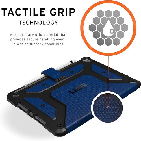 URBAN ARMOR GEAR UAG مصمم لجهاز iPad 10.2 باللون الأسود، الجيل التاسع 2021، الجيل الثامن 2020، غطاء متين واقٍ متين وحامل للركل، مع حامل قلم رصاص، سلسلة Metropolis in Kuwait