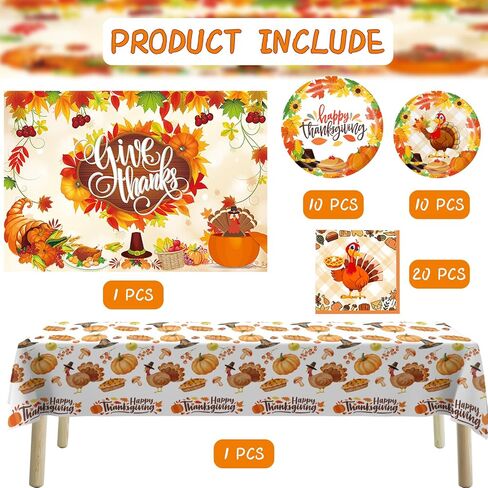 خلفية عيد الشكر ومفرش المائدة لمستلزمات حفلات الخريف الخريف وعيد الشكر ديكور حفلة خلفية صورة لافتة للخريف ديكورات حمام الطفل العلامة التجارية: Yizeda in Kuwait