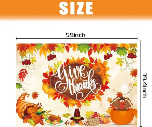 خلفية عيد الشكر ومفرش المائدة لمستلزمات حفلات الخريف الخريف وعيد الشكر ديكور حفلة خلفية صورة لافتة للخريف ديكورات حمام الطفل العلامة التجارية: Yizeda in Kuwait