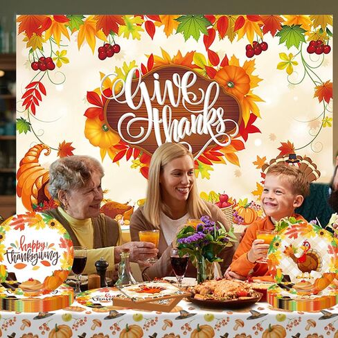 خلفية عيد الشكر ومفرش المائدة لمستلزمات حفلات الخريف الخريف وعيد الشكر ديكور حفلة خلفية صورة لافتة للخريف ديكورات حمام الطفل العلامة التجارية: Yizeda in Kuwait