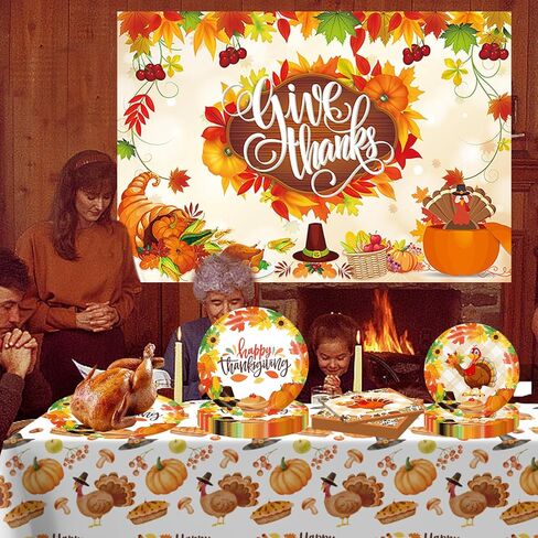 خلفية عيد الشكر ومفرش المائدة لمستلزمات حفلات الخريف الخريف وعيد الشكر ديكور حفلة خلفية صورة لافتة للخريف ديكورات حمام الطفل العلامة التجارية: Yizeda in Kuwait